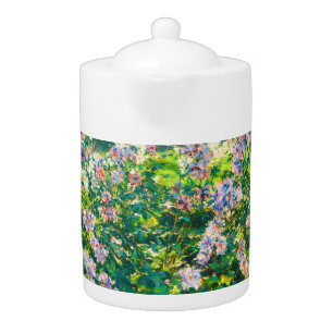 Vintage pretty flowers Windflowers illustration Teapot