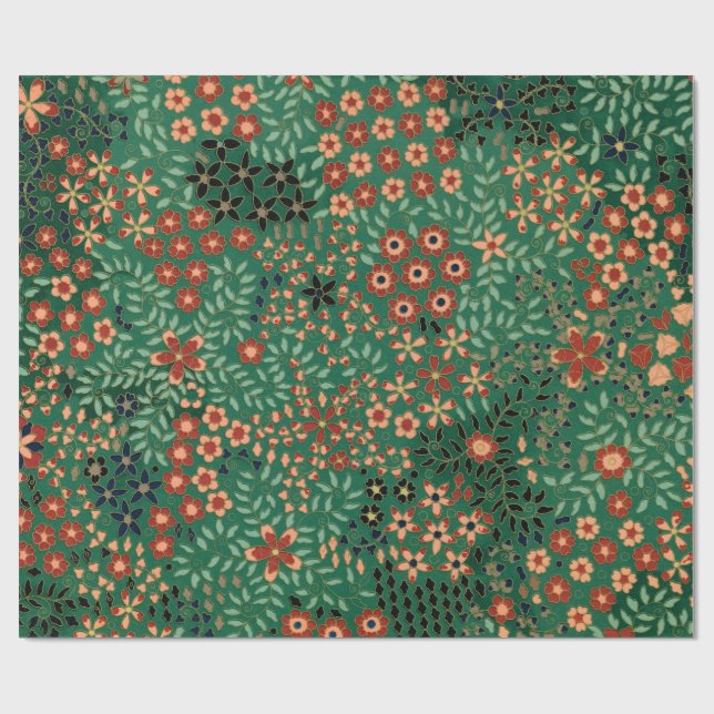 Vintage pretty Japanese floral pattern Wrapping Paper (Flat)