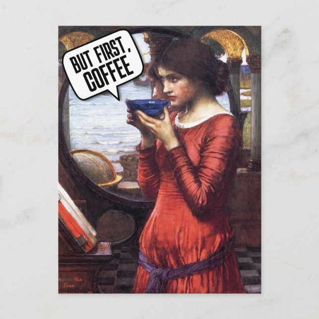 VINTAGE PRETTY LADY COFFEE FUNNY  POSTCARD (Front)