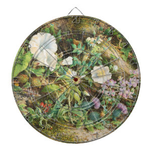 Vintage pretty petunias flowers floral painting dart board