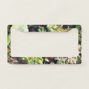 Vintage pretty petunias flowers floral painting license plate frame