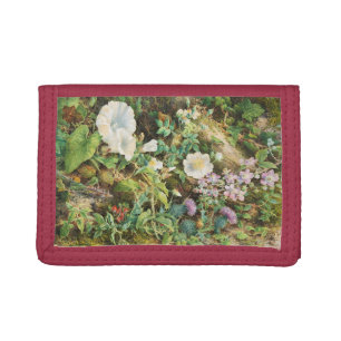 Vintage pretty petunias flowers floral painting tri-fold wallet