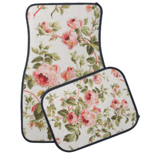 Vintage pretty pink roses floral pattern car floor mat