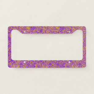 Vintage pretty purple yellow floral pattern license plate frame