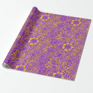 Vintage pretty purple yellow floral pattern wrapping paper