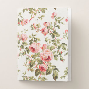Vintage pretty red roses floral pattern wrapping p pocket folder