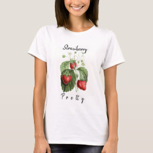 Vintage Pretty Red Strawberry Personalized Name T-Shirt
