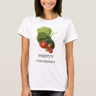 Vintage Pretty Strawberry Illustration Personalize T-Shirt