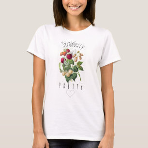 Vintage Pretty Strawberry Illustration Personalize T-Shirt