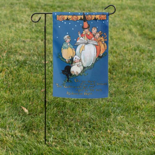 Vintage Pretty Witch Reading Ghost Stories Garden Flag