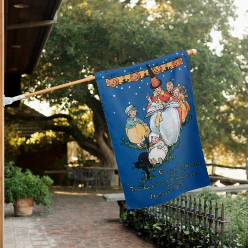 Vintage Pretty Witch Reading Ghost Stories House Flag