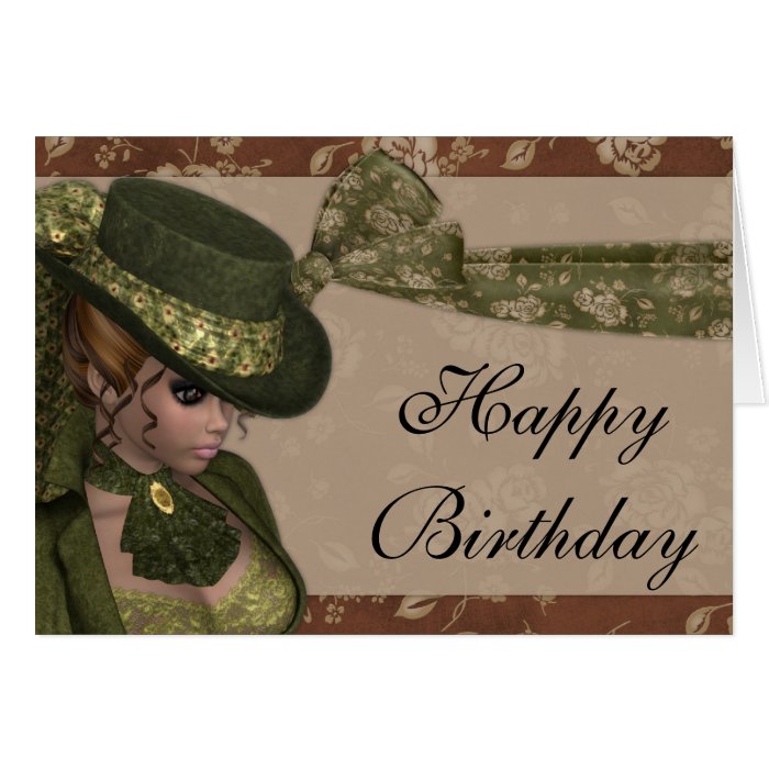 Vintage Pretty Woman Happy Birthday Card 3