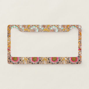 Vintage pretty yellow William Morris's Corncockle License Plate Frame