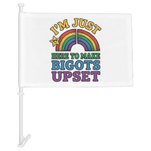 Vintage Pride Bigots Upset Rainbow Shirt Design_1 Car Flag