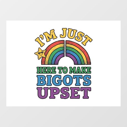 Vintage Pride Bigots Upset Rainbow Shirt Design_1 Window Cling