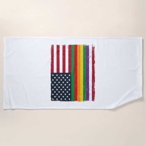 Vintage Pride Flag Distressed Vector Shirt Design_ Beach Towel