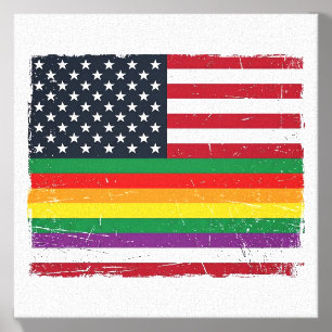 Vintage Pride Flag Distressed Vector Shirt Design_ Canvas Photo Tile