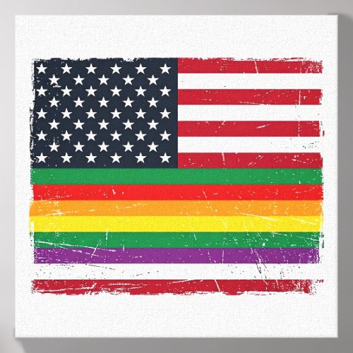 Vintage Pride Flag Distressed Vector Shirt Design_ Canvas Photo Tile