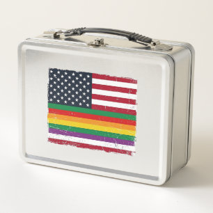 Vintage Pride Flag Distressed Vector Shirt Design_ Metal Lunch Box