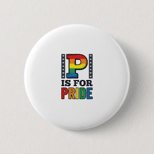 Vintage Pride Letter P Rainbow Shirt Design_1 Button