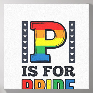 Vintage Pride Letter P Rainbow Shirt Design_1 Canvas Photo Tile