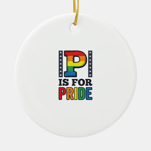 Vintage Pride Letter P Rainbow Shirt Design_1 Ceramic Ornament