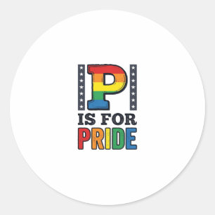 Vintage Pride Letter P Rainbow Shirt Design_1 Classic Round Sticker