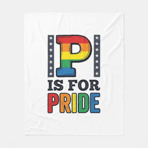 Vintage Pride Letter P Rainbow Shirt Design_1 Fleece Blanket