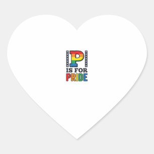 Vintage Pride Letter P Rainbow Shirt Design_1 Heart Sticker