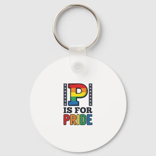 Vintage Pride Letter P Rainbow Shirt Design_1 Keychain