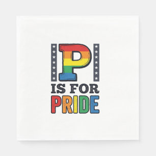 Vintage Pride Letter P Rainbow Shirt Design_1 Napkins
