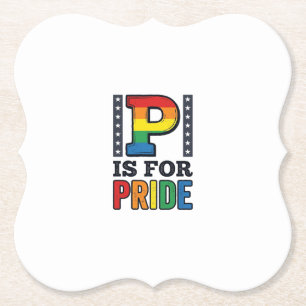 Vintage Pride Letter P Rainbow Shirt Design_1 Paper Coaster