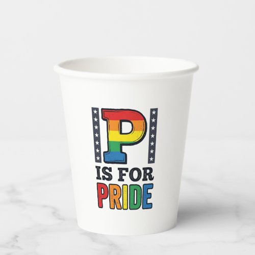 Vintage Pride Letter P Rainbow Shirt Design_1 Paper Cups