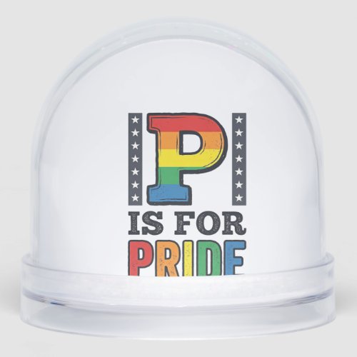 Vintage Pride Letter P Rainbow Shirt Design_1 Snow Globe