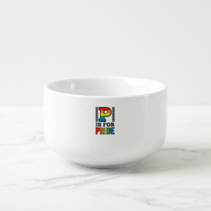 Vintage Pride Letter P Rainbow Shirt Design_1 Soup Mug