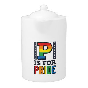 Vintage Pride Letter P Rainbow Shirt Design_1 Teapot