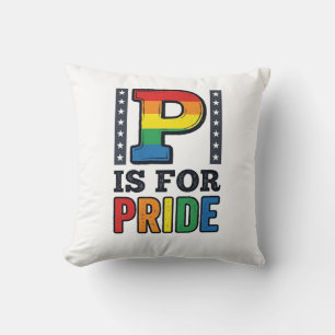 Vintage Pride Letter P Rainbow Shirt Design_1 Throw Pillow