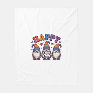 Vintage Pride Month Gnome Rainbow Shirt Design_1 Fleece Blanket