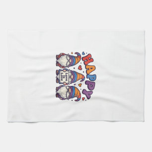 Vintage Pride Month Gnome Rainbow Shirt Design_1 Kitchen Towel