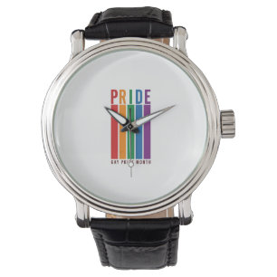 Vintage Pride Month Rainbow Typography Shirt Desig Watch