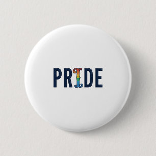 Vintage Pride Rainbow Lettering T-Shirt Design_1 Button