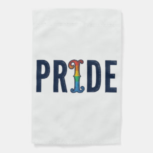 Vintage Pride Rainbow Lettering T-Shirt Design_1 Garden Flag