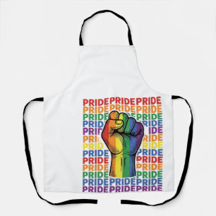 Vintage Pride Raised Fist Rainbow Shirt Design_1 Apron