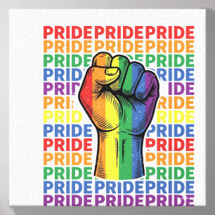 Vintage Pride Raised Fist Rainbow Shirt Design_1 Canvas Photo Tile