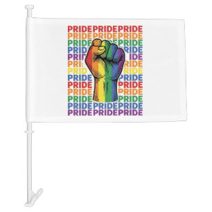 Vintage Pride Raised Fist Rainbow Shirt Design_1 Car Flag