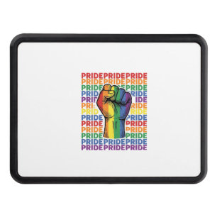 Vintage Pride Raised Fist Rainbow Shirt Design_1 Hitch Cover