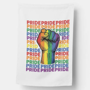 Vintage Pride Raised Fist Rainbow Shirt Design_1 House Flag