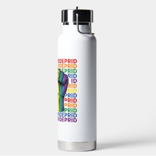 Vintage Pride Raised Fist Rainbow Shirt Design_1 Water Bottle