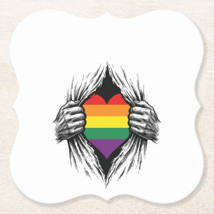 Vintage Pride Torn Shirt Vector Design_1 Paper Coaster