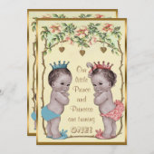 Vintage Prince and Princess Twins Birthday Invitation (Front/Back)